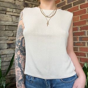 August silk knitted sleeveless ribbed top